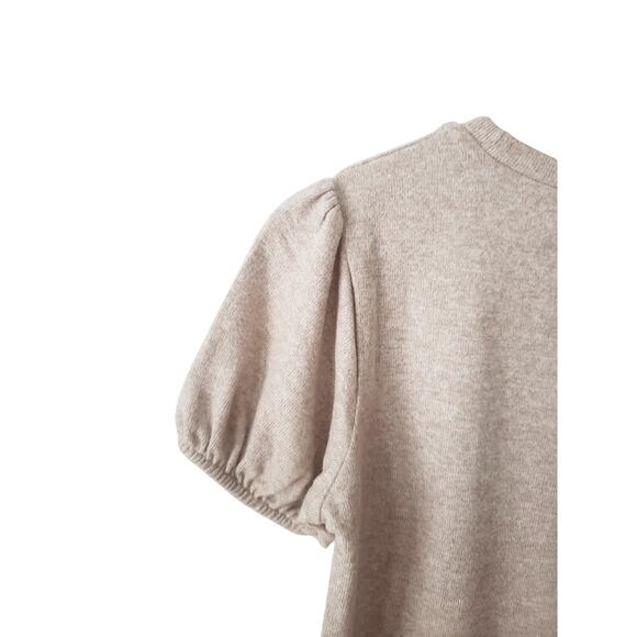 Zara Puff Sleeve Sweater Beige Size Large - Picture 3 of 5